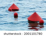 Red Buoys On The Water Surface. ...