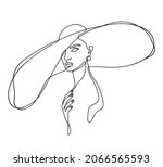 woman's portrait in one line... | Shutterstock .eps vector #2066565593