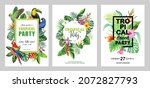 tropical frames with leaves ... | Shutterstock .eps vector #2072827793