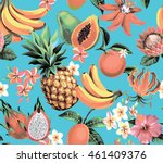 hawaiian seamless pattern with... | Shutterstock .eps vector #461409376