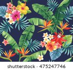 seamless pattern with palm... | Shutterstock .eps vector #475247746