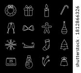 christmas linear icons on black ... | Shutterstock .eps vector #1812866326