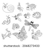 set of contour cute insects bee ... | Shutterstock .eps vector #2068273433