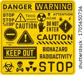 danger signs and warning... | Shutterstock .eps vector #1705650736