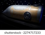 Small photo of Bratislava, Slovakia – March 08 2023: This Ullage solid fuel rocket motor was used on the third stage of the Saturn V launch vehicle that took men to the Moon in Project Apollo.