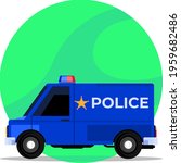 Police Box Car Flat Cartoon