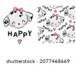 hand drawn cute dalmatian puppy ... | Shutterstock .eps vector #2077468669