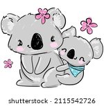 hand drawn cute baby koala... | Shutterstock .eps vector #2115542726