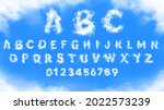 Clouds alphabet and numbers in...