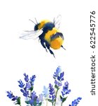 Watercolor Bumblebee Flying...