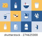 Milk And Dairy Products Icons...