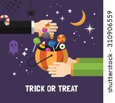 halloween trick or treat card... | Shutterstock .eps vector #310906559
