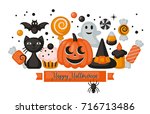 halloween holiday banner design ... | Shutterstock .eps vector #716713486