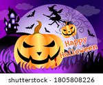 happy halloween background with ... | Shutterstock .eps vector #1805808226