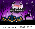 happy halloween background with ... | Shutterstock .eps vector #1806212320