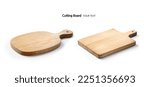 Small photo of Creative layout of cutting boards on a white background. Round Cutting Board and Square Cutting Board