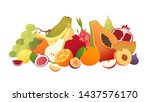 set of fruits with their slices.... | Shutterstock .eps vector #1437576170