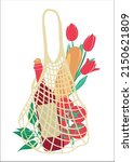 eco shopping bag with different ... | Shutterstock .eps vector #2150621809