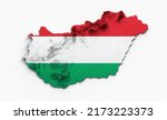 Hungary Map Hungary Flag Shaded relief Color Height map on white Background 3d illustration