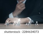 Small photo of Investor Looking for good fundamental fund. Businessman stacking coins with percen for interest rating from differ investment,planning and strategy, Stock market.Mutual funds Finance and Money concept