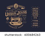 font urban jeans. craft vintage ... | Shutterstock .eps vector #600684263