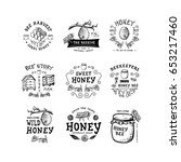 Set Of Badge Honey. Hand Drawn...