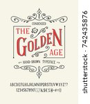 the golden age font. old retro... | Shutterstock .eps vector #742435876
