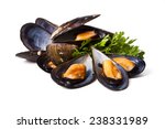 Mussels Isolated On White...