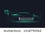 ev electric car silhouette with ... | Shutterstock .eps vector #1418790563