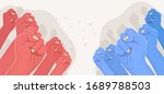 group of raised red arms... | Shutterstock .eps vector #1689788503