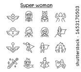 super woman icon set in thin... | Shutterstock .eps vector #1653170503