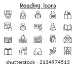 reading icons set in thin line... | Shutterstock .eps vector #2134974513