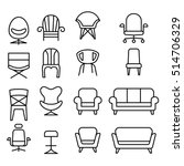 Front View  Chair Icon Set In...