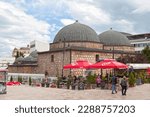 Small photo of Skopje, North Macedonia - May 21 2019: The Daut Pasha Amam in the Old Skopje District is one of the most important hamams on the territory of the former SFR Yugoslavia. It was built in 1484.