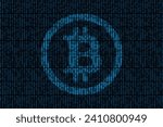 Small photo of Subliminal message of a Bitcoin sign hidden in binary code.