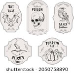 set of 5 spooky apothecary... | Shutterstock .eps vector #2050758890