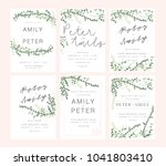 wedding invitation card green... | Shutterstock .eps vector #1041803410