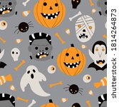 halloween vector repeat pattern ... | Shutterstock .eps vector #1814264873