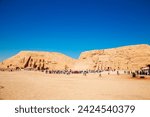 Small photo of Abu Simbel, the Great Temple of Ramses II and the Small Temple of Queen Nefertari, carved into the rock. Nubia, Egypt - October 19, 2023