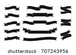 set of black vector ribbons on... | Shutterstock .eps vector #707243956