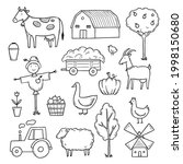hand drawn set farm animal ... | Shutterstock .eps vector #1998150680