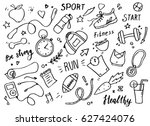 set of hand drawn sport doodle... | Shutterstock .eps vector #627424076