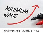 Small photo of White paper written "MINIMUM WAGE" with markers.