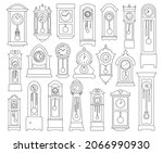 Antique Clock Isolated Outline...