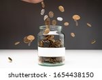 Coins In A Jar With Blank White ...