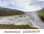 Gullfoss falls in summer season view, Iceland. Icelandic landscape.