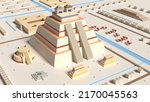 tenochtitlan 3d representation of the aztec civilization, can be used to  promote archeology and tourism of the pre-columbian region of mesoamerica from mexico