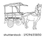 Horse Drawn Vehicle Line Vector ...