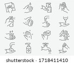 hand washing line icons set.... | Shutterstock .eps vector #1718411410