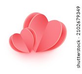 two red hearts in paper cut... | Shutterstock .eps vector #2102679349